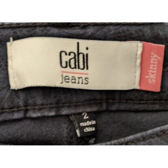 Cabi # 3195 Lace Print Skinny Jeans Blue/Black Cotton Stretch Size 2 - Picture 7 of 8